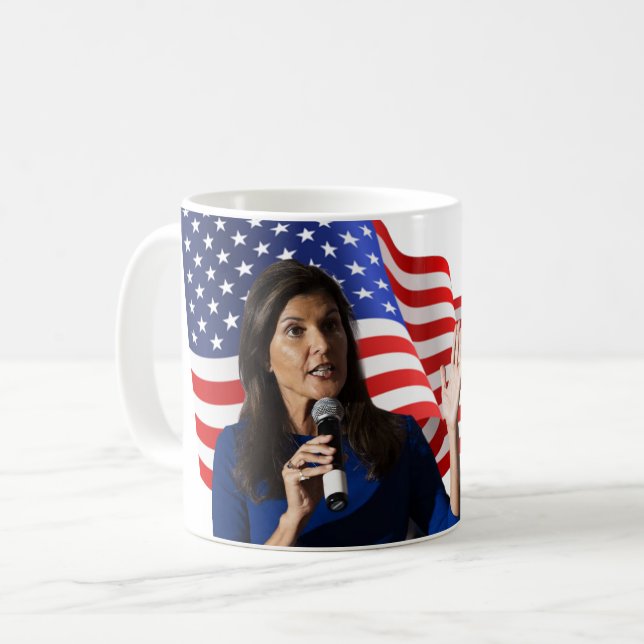 Nikki Haley für Präsident 2024 Kaffeetasse (Vorderseite Links)