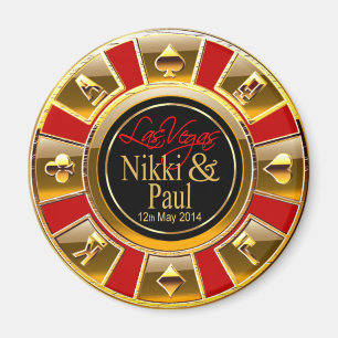 Nikki & Paul Las Vegas Gold Casino Chip Gefallen Magnet