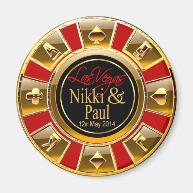 Nikki & Paul Las Vegas Gold Casino Chip Gefallen Magnet (Vorne)