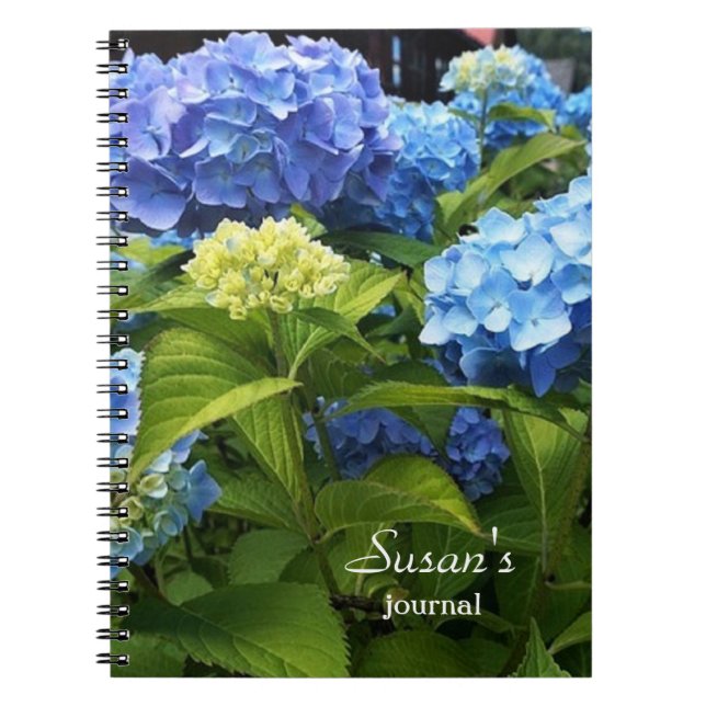 Nikko Blue Hydrangea Blume Spiral Foto Notebook Notizblock (Vorderseite)