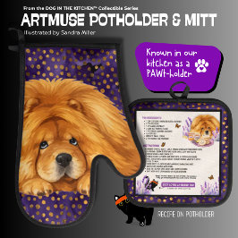 NIKO -CHOW DOG Oven Mitt & Pot Holder Ofenhandschuh & Topflappen-Set