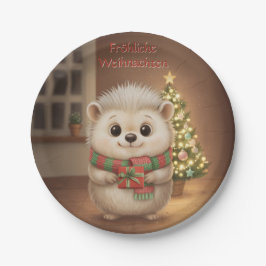 Niko mit Geschenk und Tannenlicht Pappteller