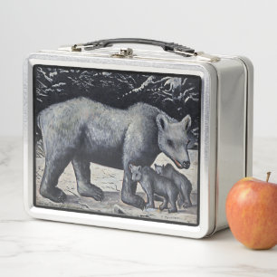 Niko Pirosmani, Weißer Bär mit Kubs Metall Brotdose