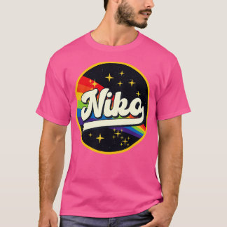 Niko Rainbow im Vintagen Weltraumstil T-Shirt