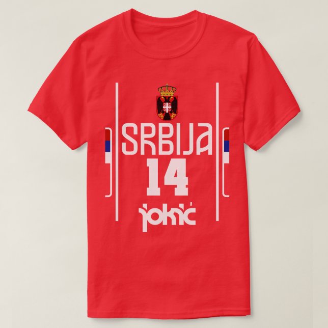 Nikola Jokic Retro Serbien Jersey Fan Art T-Shirt (Design vorne)