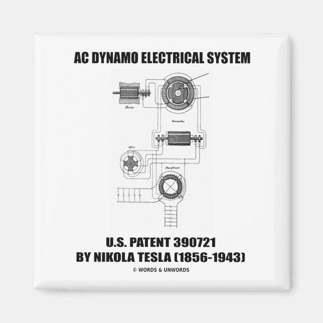 Nikola Tesla AC Dynamo Electrical System Patent Magnet (Vorne)