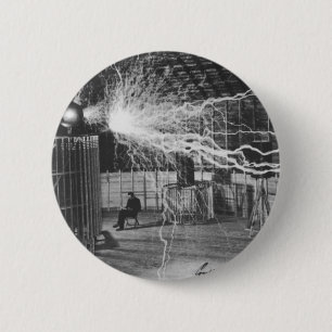 Nikola Tesla an seinem Colorado- SpringsLabrador, Button