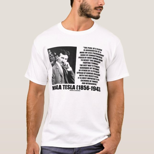 Nikola Tesla-Austausch des Gedanken-Zitats T-Shirt (Vorderseite)