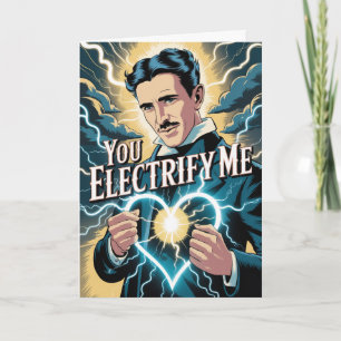Nikola Tesla Blitzspule Valentinstagskarte Karte