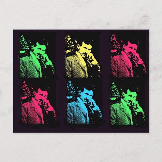 Nikola Tesla Collage Postkarte (Vorderseite)