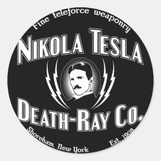 Nikola Tesla Death-Ray Co. Runder Aufkleber