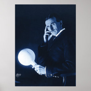 Nikola Tesla demonstriert Wireless-Power C 1900 Poster