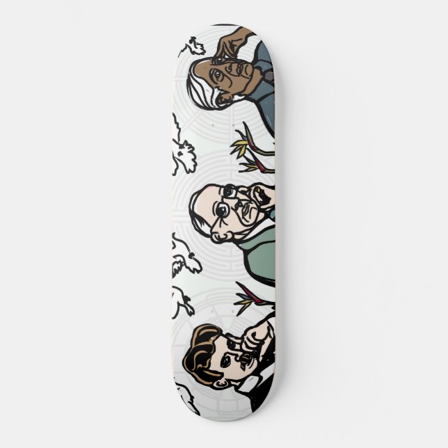 Nikola Tesla, Edgar Cayce und Jiddu Krishnamurti Skateboard (Vorderseite)
