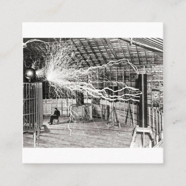 Nikola Tesla Electricity Quadratische Visitenkarte (Vorderseite)