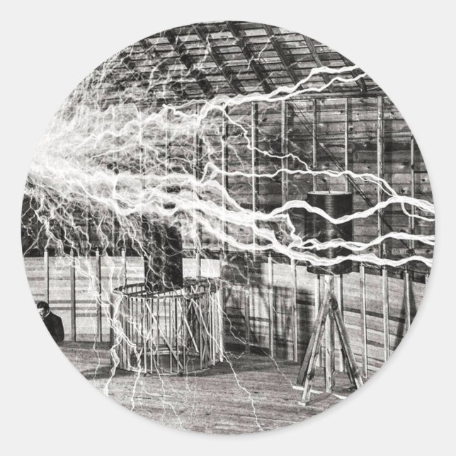 Nikola Tesla Electricity Runder Aufkleber (Vorderseite)