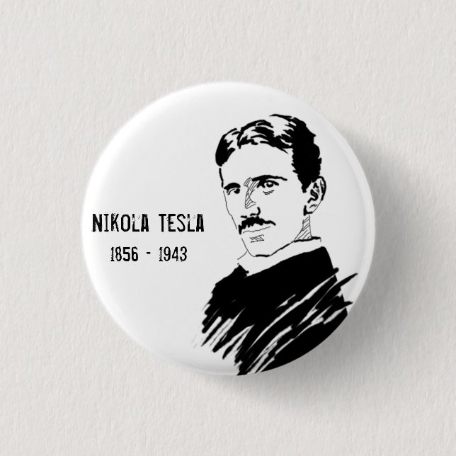 Nikola Tesla Genie-Erfinder-Abzeichen Button (Vorderseite)