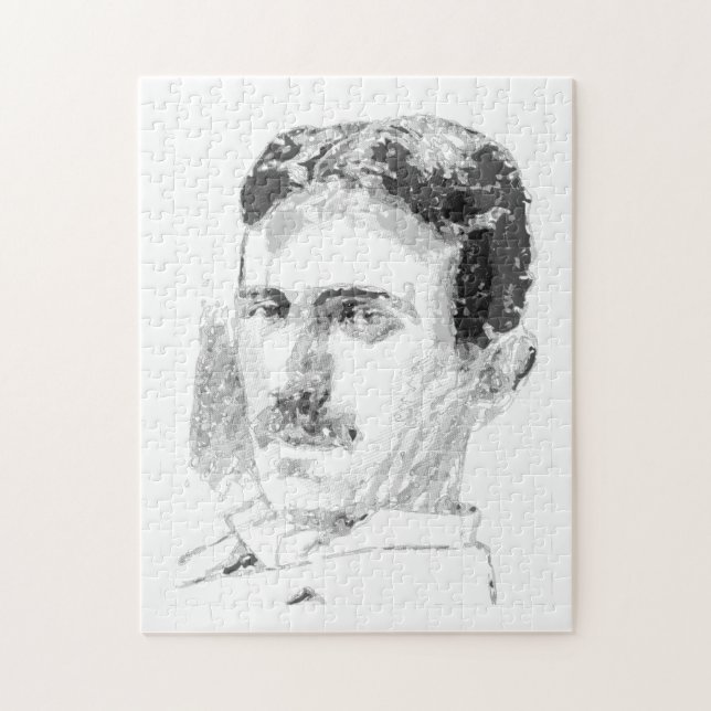 Nikola Tesla Gesicht Puzzle (Vertikal)