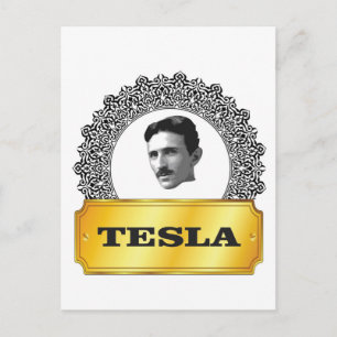 Nikola tesla gold postkarte