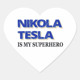 Nikola Tesla ist mein Superheld Herz-Aufkleber