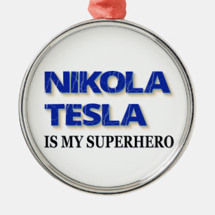 Nikola Tesla ist mein Superheld Silbernes Ornament