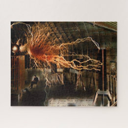 Nikola Tesla Mann des Geheimnisses Farbe Redux Puzzle