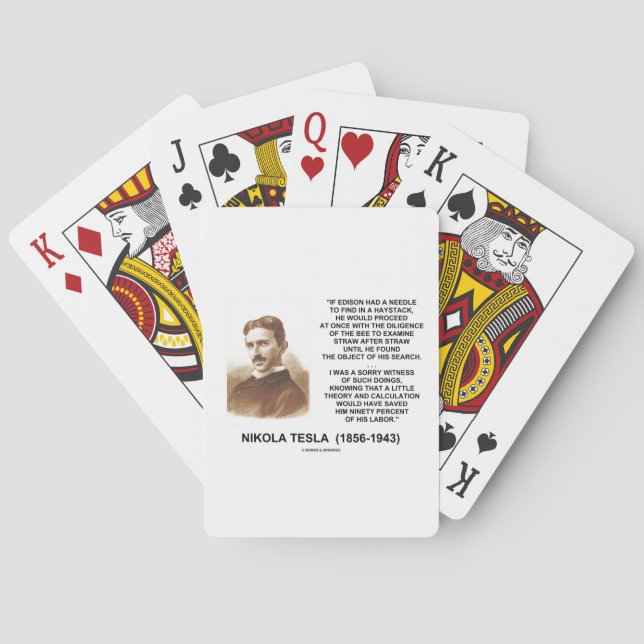 Nikola Tesla Needle in Haystack Theorie Berechnung Spielkarten (Rückseite)