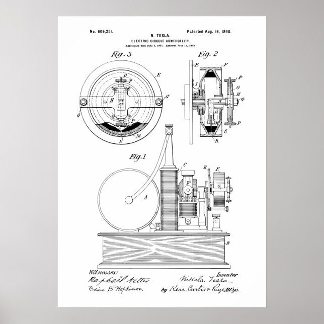 Nikola Tesla Patent Poster (Vorne)