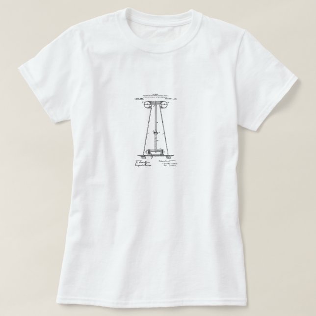 Nikola Tesla-Patent-Spitze T-Shirt (Design vorne)
