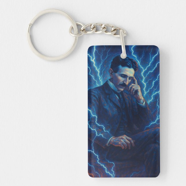 "Nikola Tesla - Pocket Genius" Schlüsselring (Vorderseite)