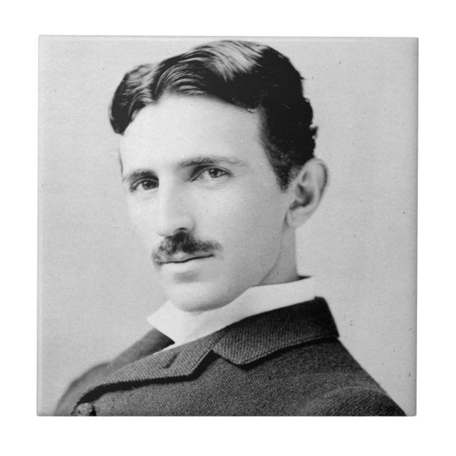 Nikola Tesla Portrait Fliese (Vorderseite)