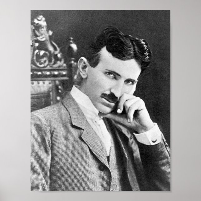 NIKOLA TESLA PORTRAIT IN SCHWARZ UND WEISS POSTER (Vorne)