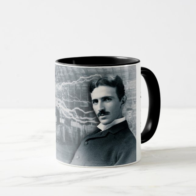 NIKOLA TESLA PORTRAIT IN SCHWARZ UND WEISS TASSE (VorderseiteRechts)
