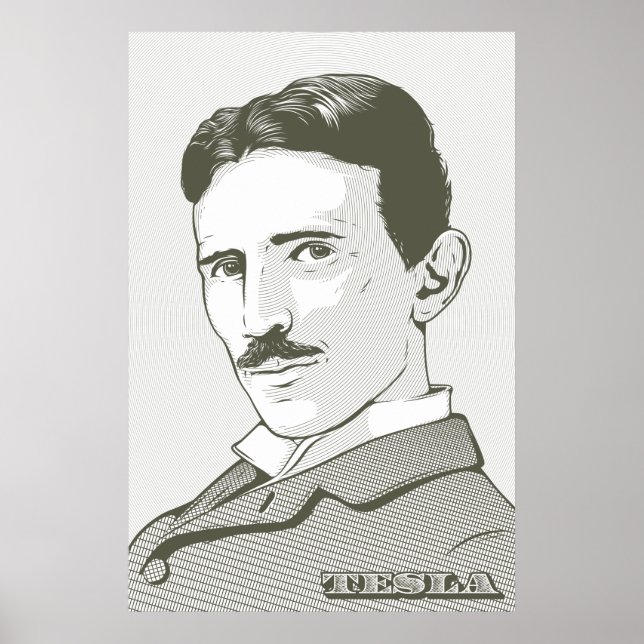 Nikola Tesla Portrait Poster (Vorne)