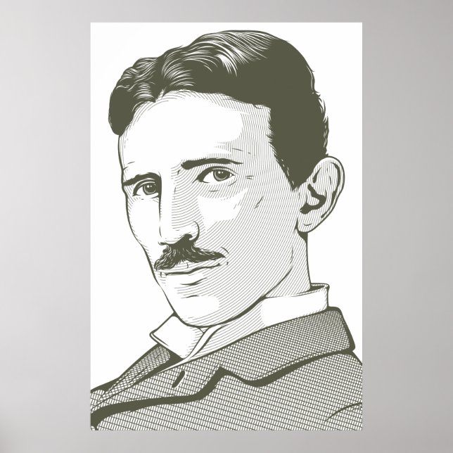 Nikola Tesla Portrait Poster (Vorne)