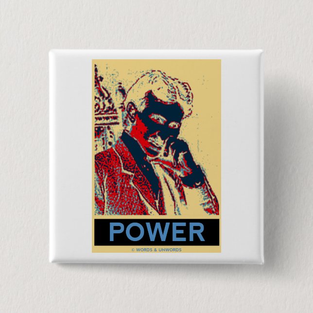Nikola Tesla Power (Obama Ähnliches Plakat) Button (Vorderseite)