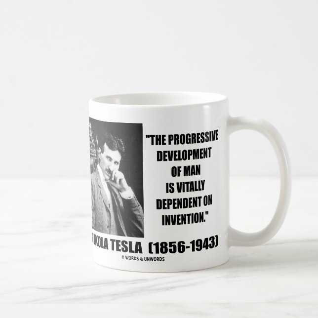 Nikola Tesla Progressive Entwicklung des Menschent Kaffeetasse (Rechts)
