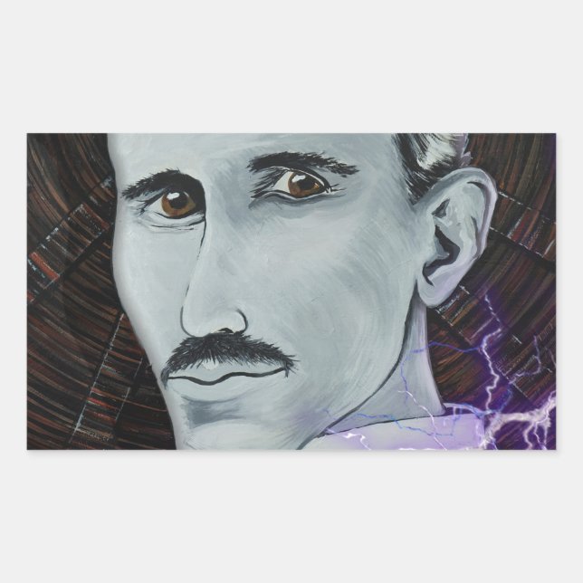 Nikola Tesla Rechteckiger Aufkleber (Vorderseite)