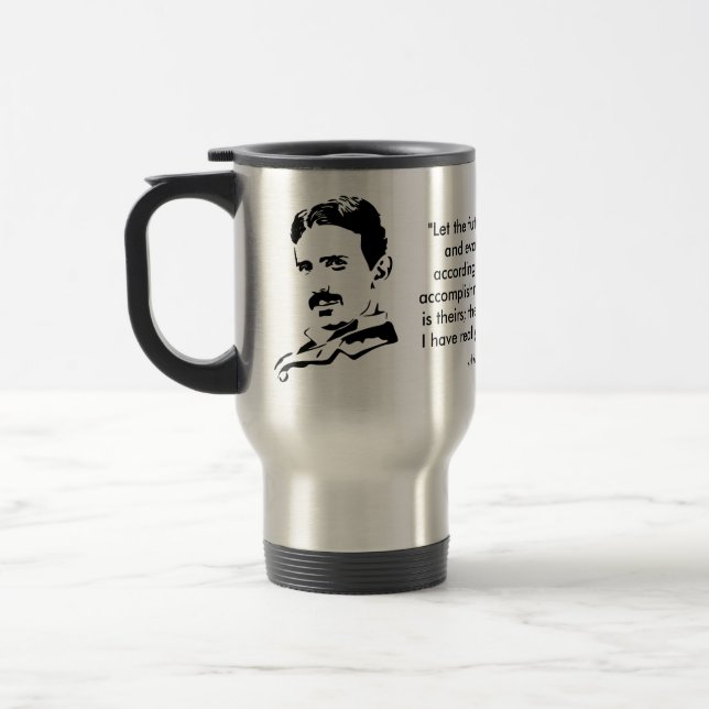 Nikola Tesla u. Zitat Reisebecher (Links)