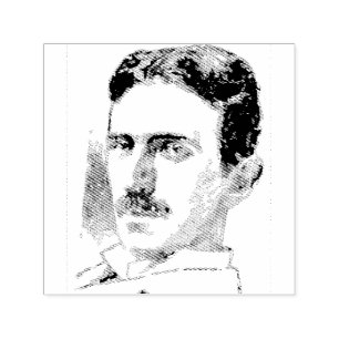 Nikola Tesla Zeichnend Permastempel