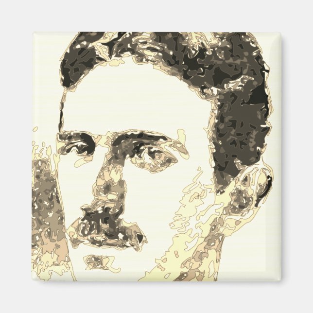 Nikola Tesla Zeichnete in Sepia Magnet (Vorne)