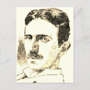 Nikola Tesla Zeichnete in Sepia Postkarte
