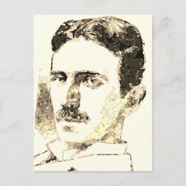 Nikola Tesla Zeichnete in Sepia Postkarte (Vorderseite)