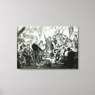 Nikolaus Kopernikus, der seine Theorie erklärt Leinwanddruck