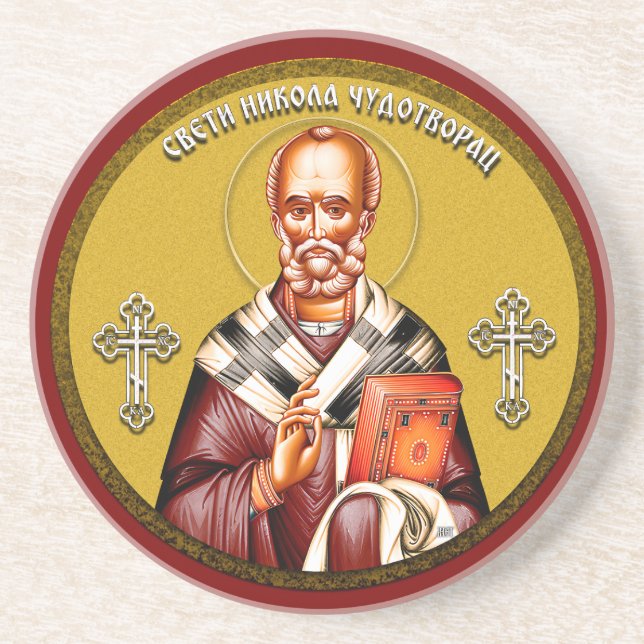 Nikolaus-Orthodoxe Ikone 01 Getränkeuntersetzer (Vorne)