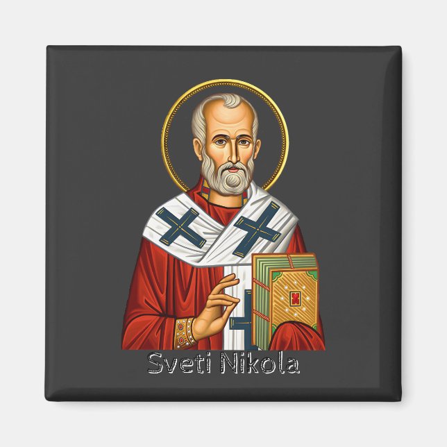 Nikolaus-Orthodoxen serbischen Buchstaben Ikone Magnet (Vorne)