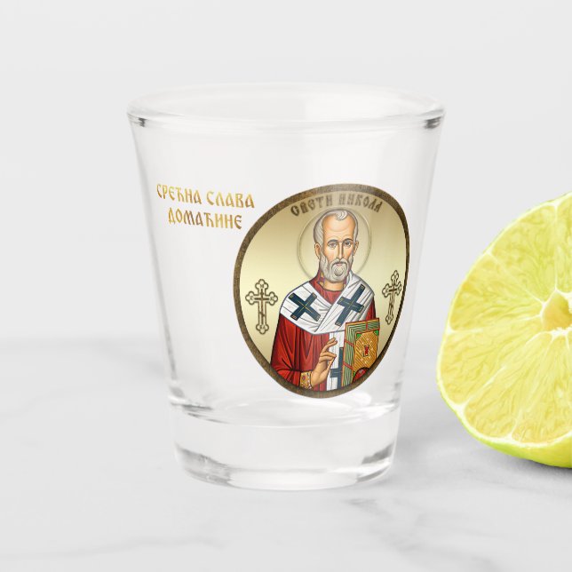 Nikolaus-Schlüsselanhänger 4 Schnapsglas (Vorderseite)