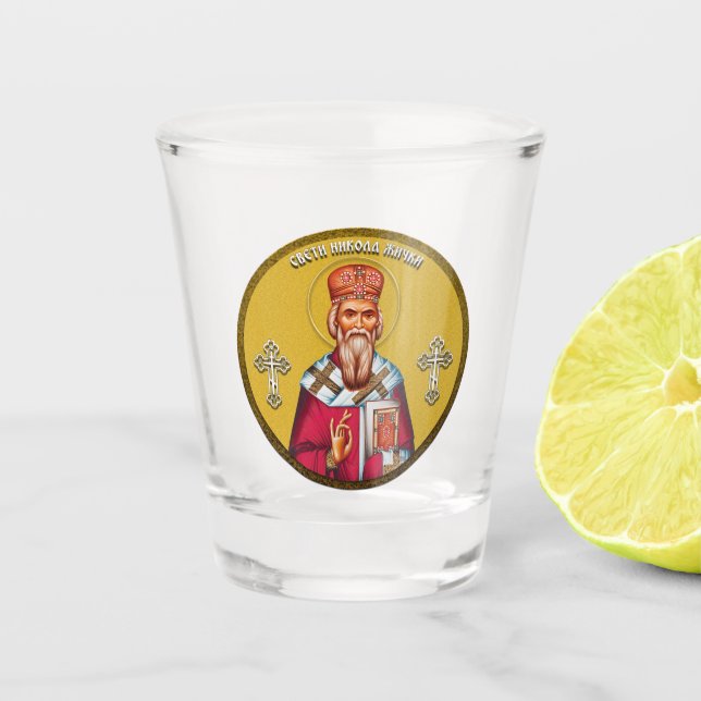Nikolaus-Schlüsselanhänger Schnapsglas (Vorderseite)