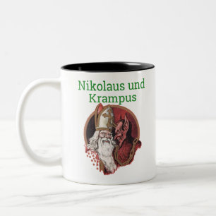 Nikolaus und Krampus Deutsch-Weihnachten Zweifarbige Tasse