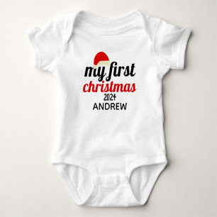 Nikolausmütze Elegant First Christmas Baby Name Strampler