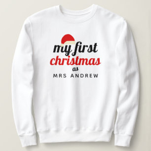 Nikolausmütze Elegant First Christmas Frau Name Sweatshirt